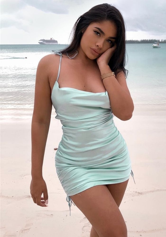 fitted satin dress